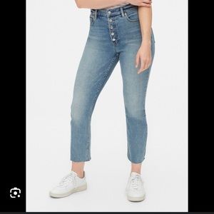 GAP Women’s High-Waist Button-Fly Cigarette Light Wash Crop Jeans 25/0 Petite